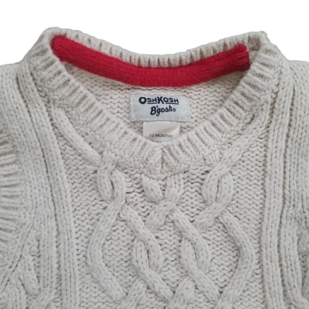 OshKosh B'gosh‎ Kid's Cream Cable Knit Sweater Vest Sz. 12M